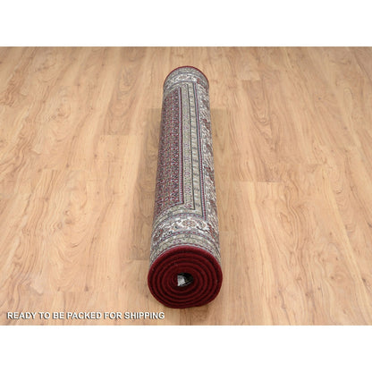 5'9"X8'9" Red Herrita Hand Knotted 175 Kpsi Wool And Silk Oriental Rug