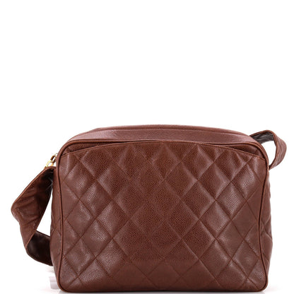 Chanel Vintage Diamond Cc Shoulder Bag Quilted Caviar Large