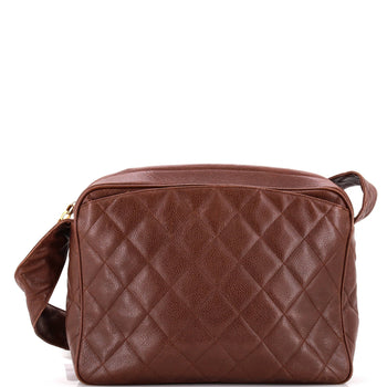 Chanel Vintage Diamond Cc Shoulder Bag Quilted Caviar Large