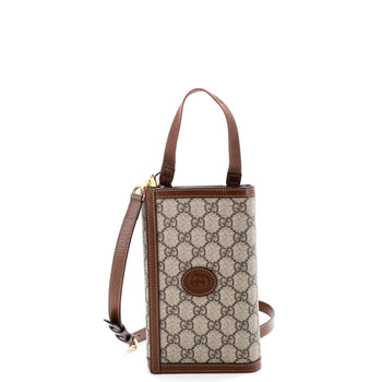 Gucci Interlocking G Patch Top Handle Convertible Wallet Gg Coated Canvas