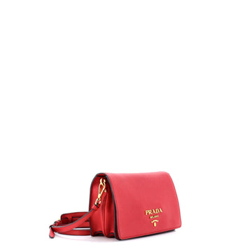Prada Dual Strap Flap Crossbody Bag Vitello Daino Small