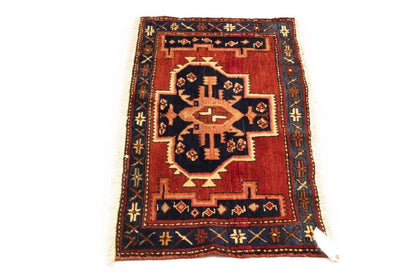 Handmade Vintage Tribal Geometric Oriental Rug