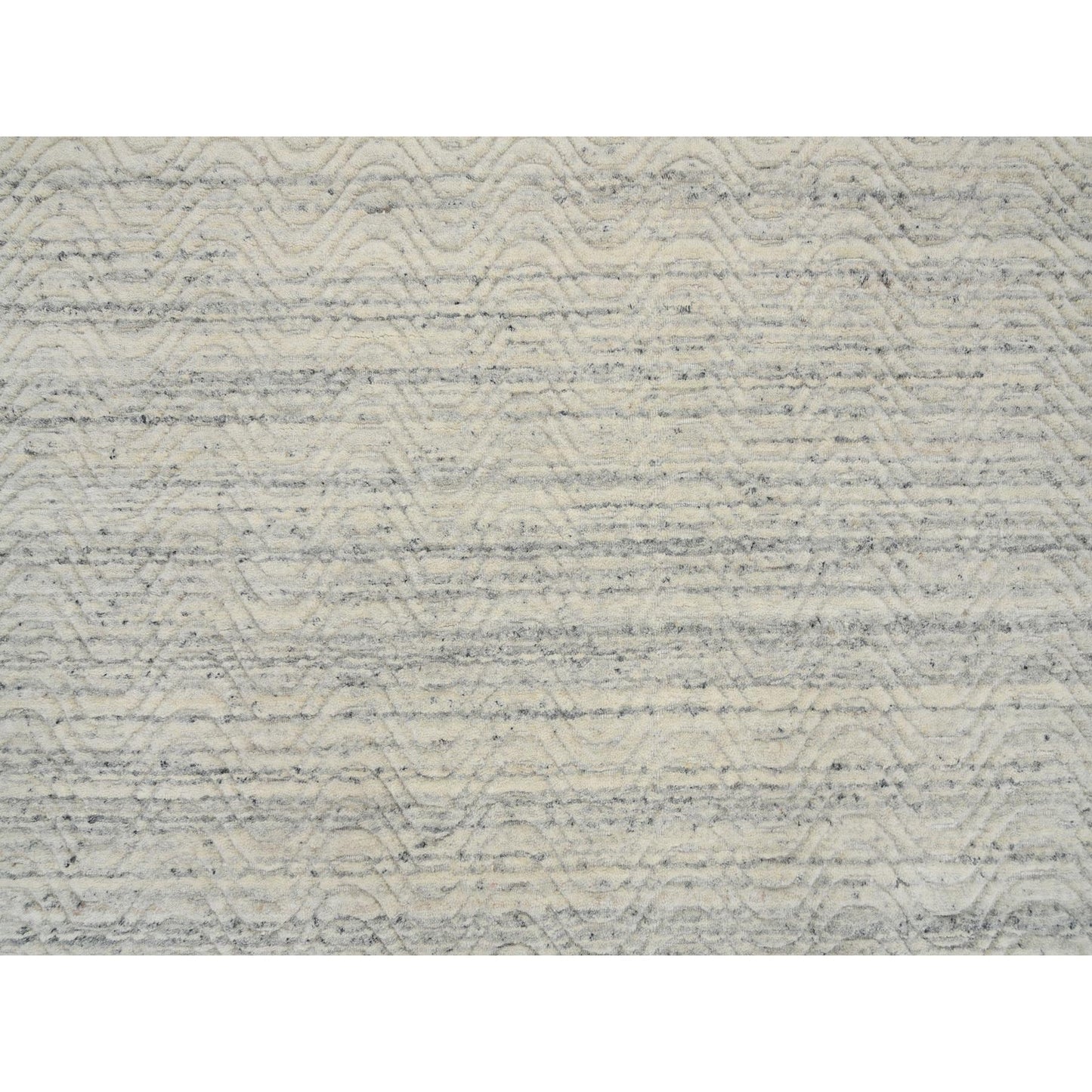 5'10"X5'10" Beige Modern Design Hand Loomed Wool Round Rug