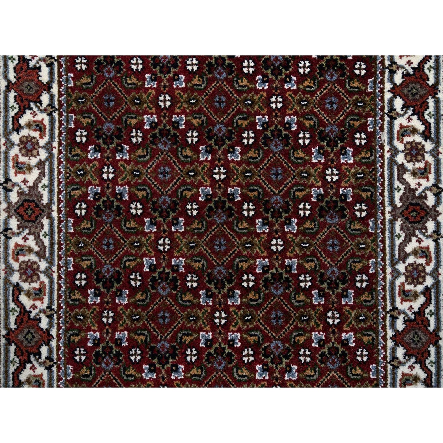 2'1"X13'10" Red Herrita Wool And Silk 175 Kpsi Hand Knotted Runner Rug