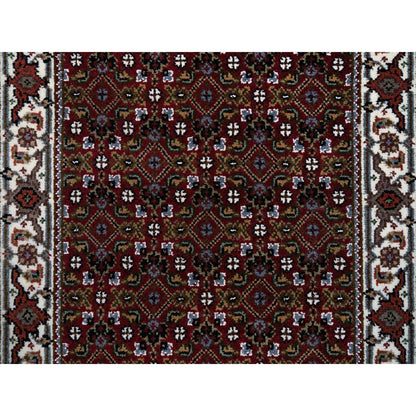 2'1"X13'10" Red Herrita Wool And Silk 175 Kpsi Hand Knotted Runner Rug