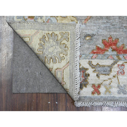 3'X8' Spanish Gray Hand Knotted Angora Oushak Afghan Runner Oriental Rug