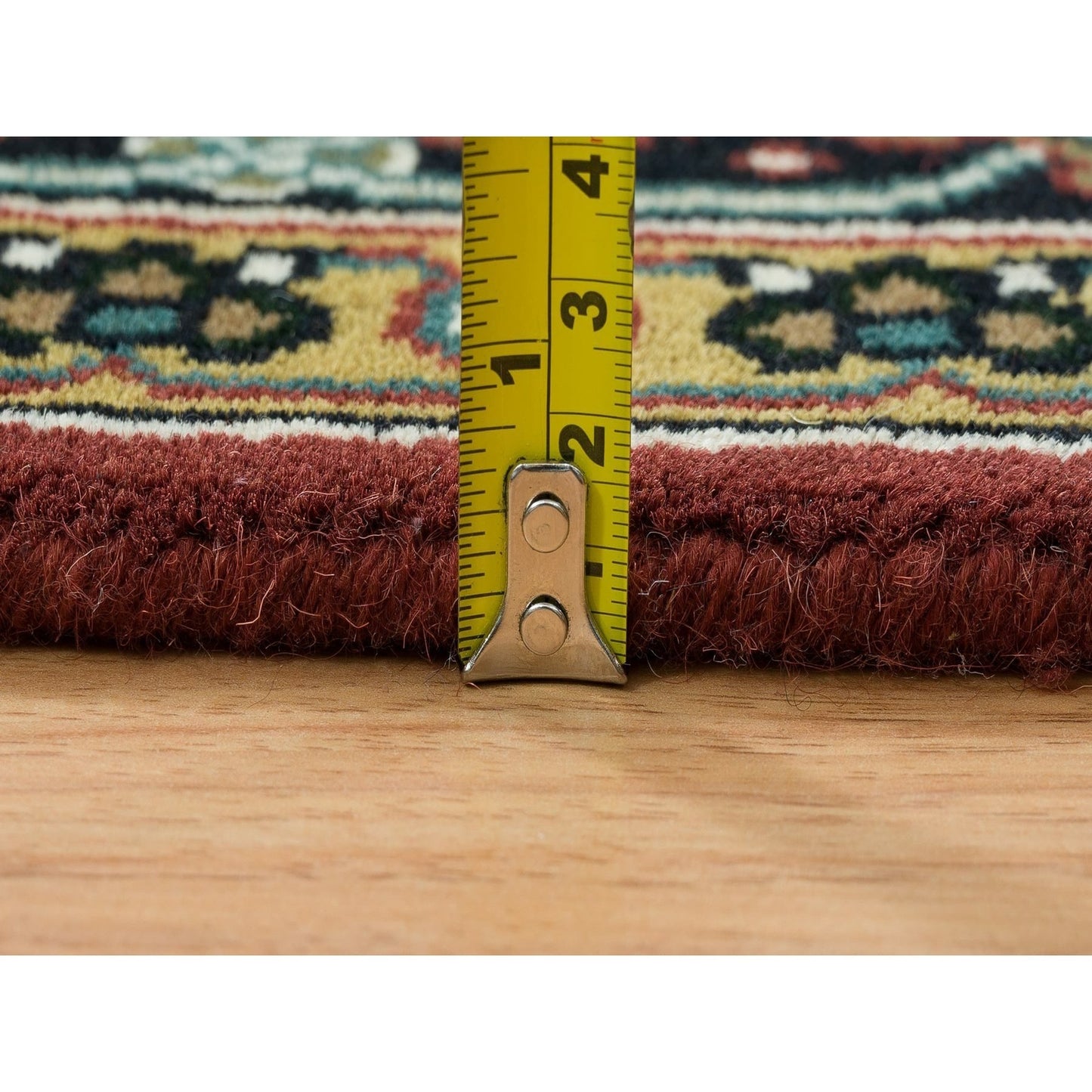 Rug 4'2"x6' Red Herrita Fish Design 175 KSPI Hand Knotted Wool and Silk