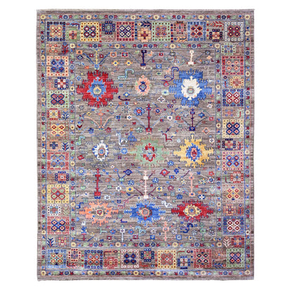 8'X9'10" Gray Aryana Collection Antique Mahal Design Oriental Rug