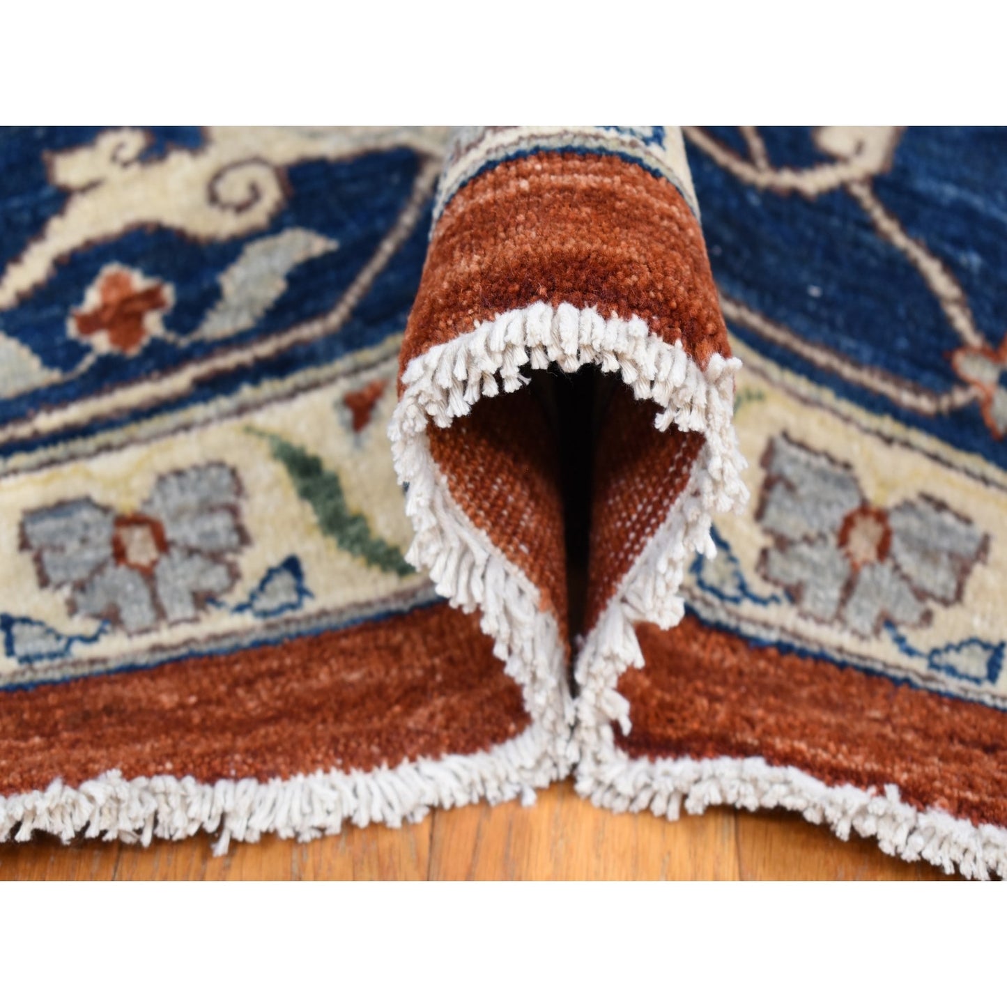 10'X13'10" Red Antiqued Peshawar Heris Hand Knotted Pure Wool Rug