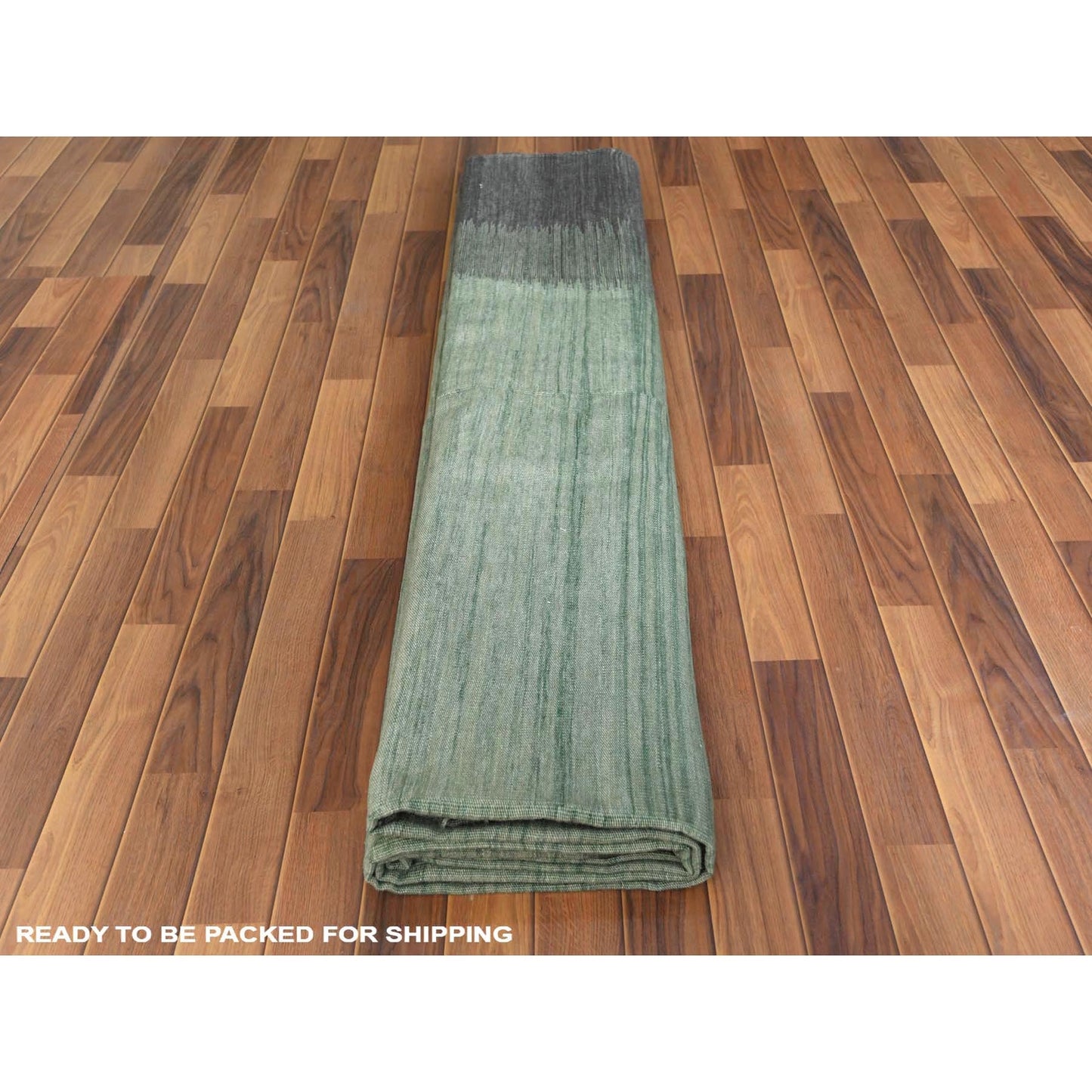 12'X15' Light Green Flat Weave Kilim Wool Hand Woven Reversible Rug