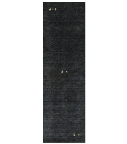Plush Gabbeh Runner Rug Charcoal Tribal Modern