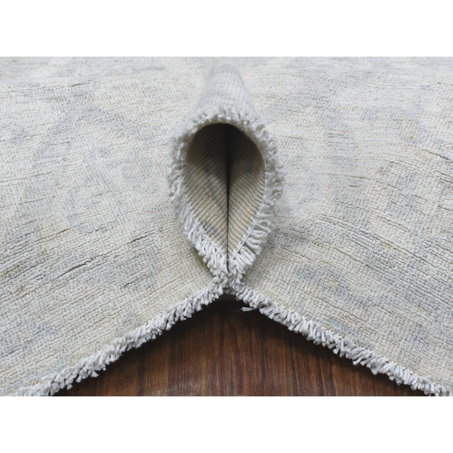 8'x9'9" Ivory White Wash Peshawar Natural Wool Hand Knotted Oriental Rug