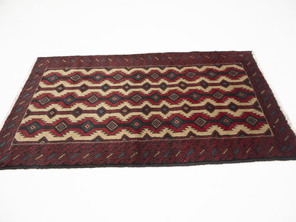 Vintage Hand-Knotted Oriental Rug 4X6 Ft Tribal