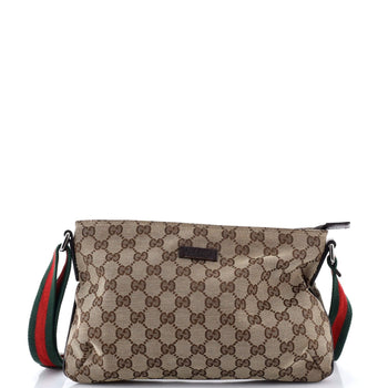 Gucci Web Strap Messenger Bag Gg Canvas Small