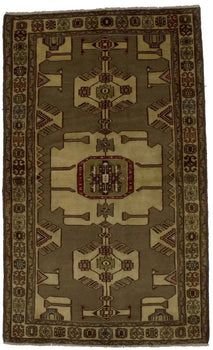 ft Handmade Tribal Vintage Wool Rug Khaki Oriental Carpet Foyer Home Decor 4X7