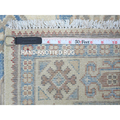 3'3"x4'7" Ivory Vintage Look Kazak Medallion Design Wool Hand Knotted Rug