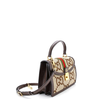 Gucci Ophidia Flap Top Handle Bag Jumbo Gg Canvas Small