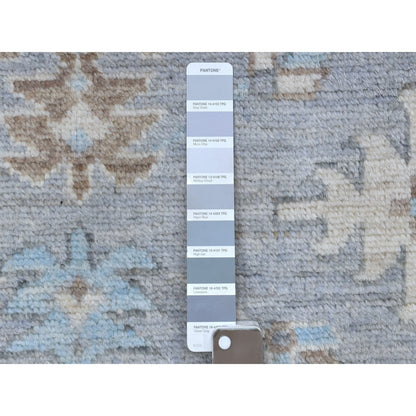 3'10"X12'1" Gray Anatolian Angora Oushak Hand Knotted Wool Runner Rug