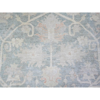 8'X9'7" Cadet Gray Finer Peshawar Soft Wool Hand Knotted Oriental Rug