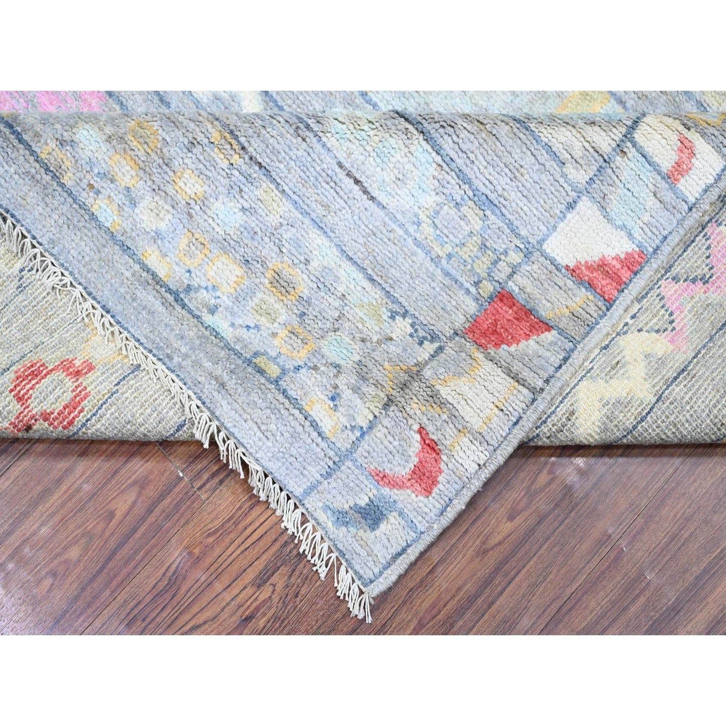 8'2"X9'8" Gray Wool Hand Knotted Beni Ourain Moroccan Berber Design Rug