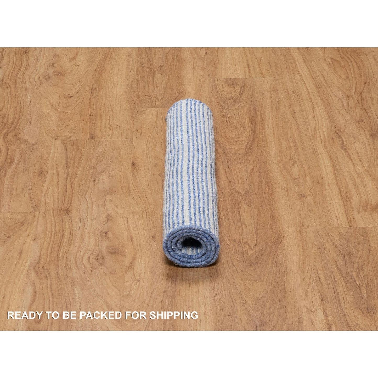 2'1"X3'1" Blue Modern Plain Decor Box Design Pure Wool Loomed Knotted Rug