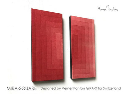 Vintage Verner Panton Mira Square Cotton Red 2Set Wall Art Board Mid Century