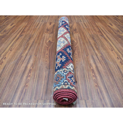 4'X6' Red Afghan Ersari Repetitive Design Wool Hand Knotted Oriental Rug