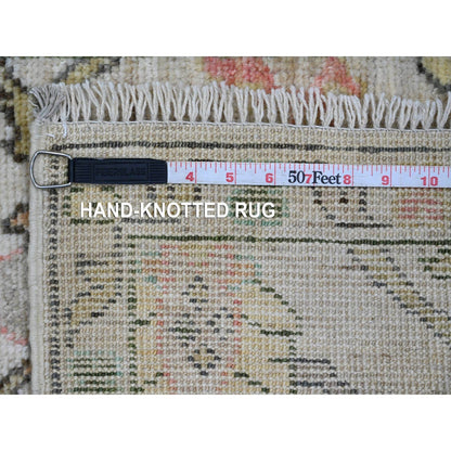 2'X3' Oyster White Afghan Angora Oushak Hand Knotted 100% Wool Mat Rug