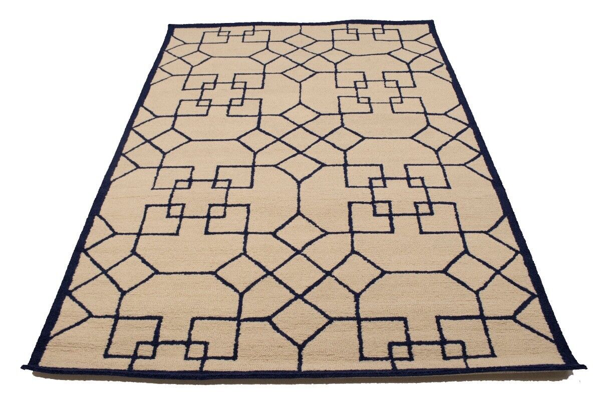 Hand-Tufted Modern Rug Wool Decor 5X8 Cream