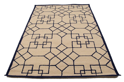 Hand-Tufted Modern Rug Wool Decor 5X8 Cream