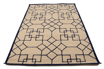 Hand-Tufted Modern Rug Wool Decor 5X8 Cream