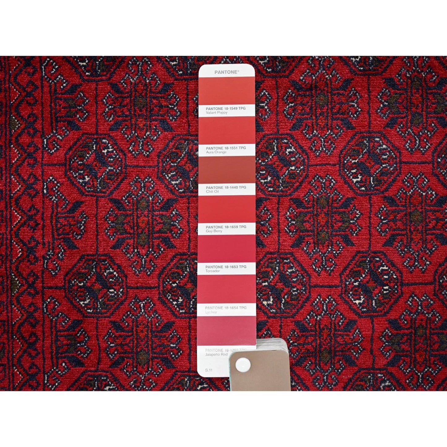 6'5"x9'5" Red Turkaman with Khoja Roshni Design Hand Knotted Soft Wool Rug
