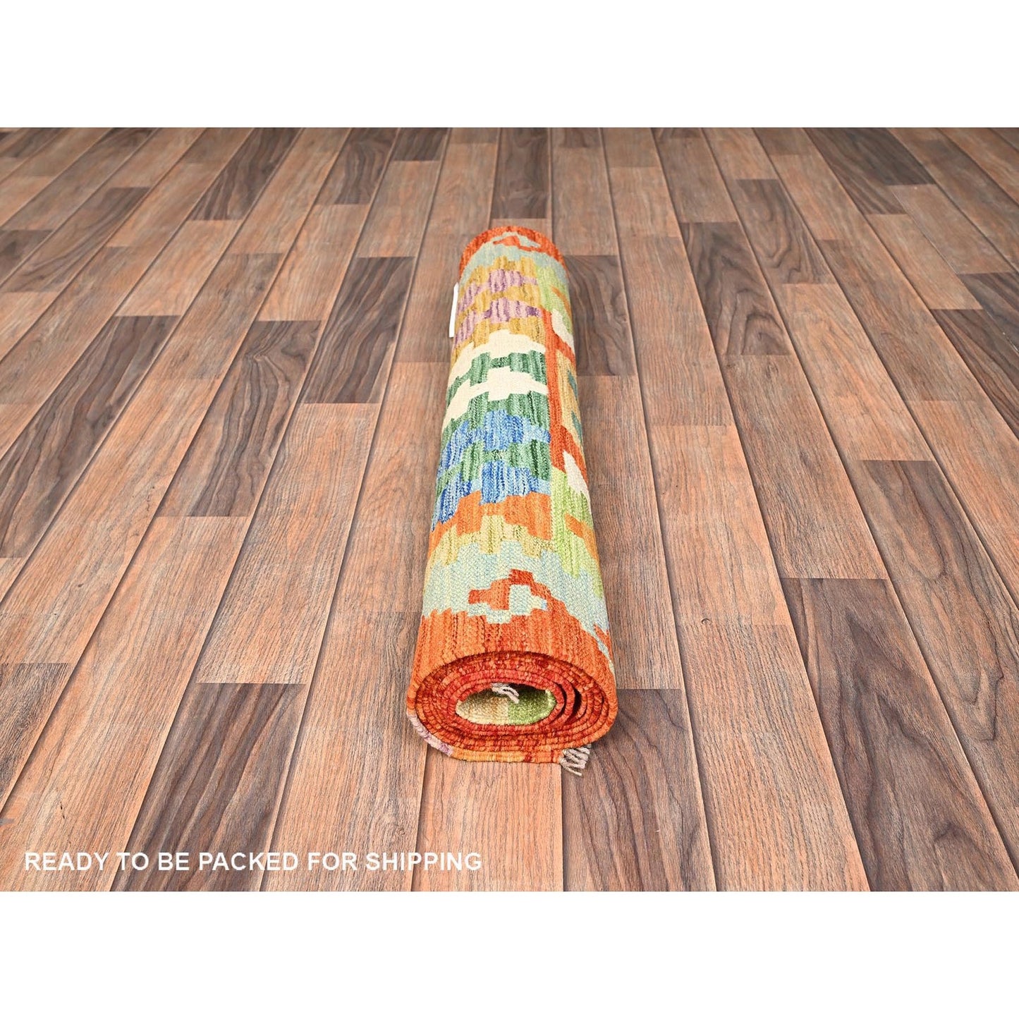 2'8"X8'2" Colorful Afghan Kilim 100% Wool Rug Flat Weave Hand Woven Runner