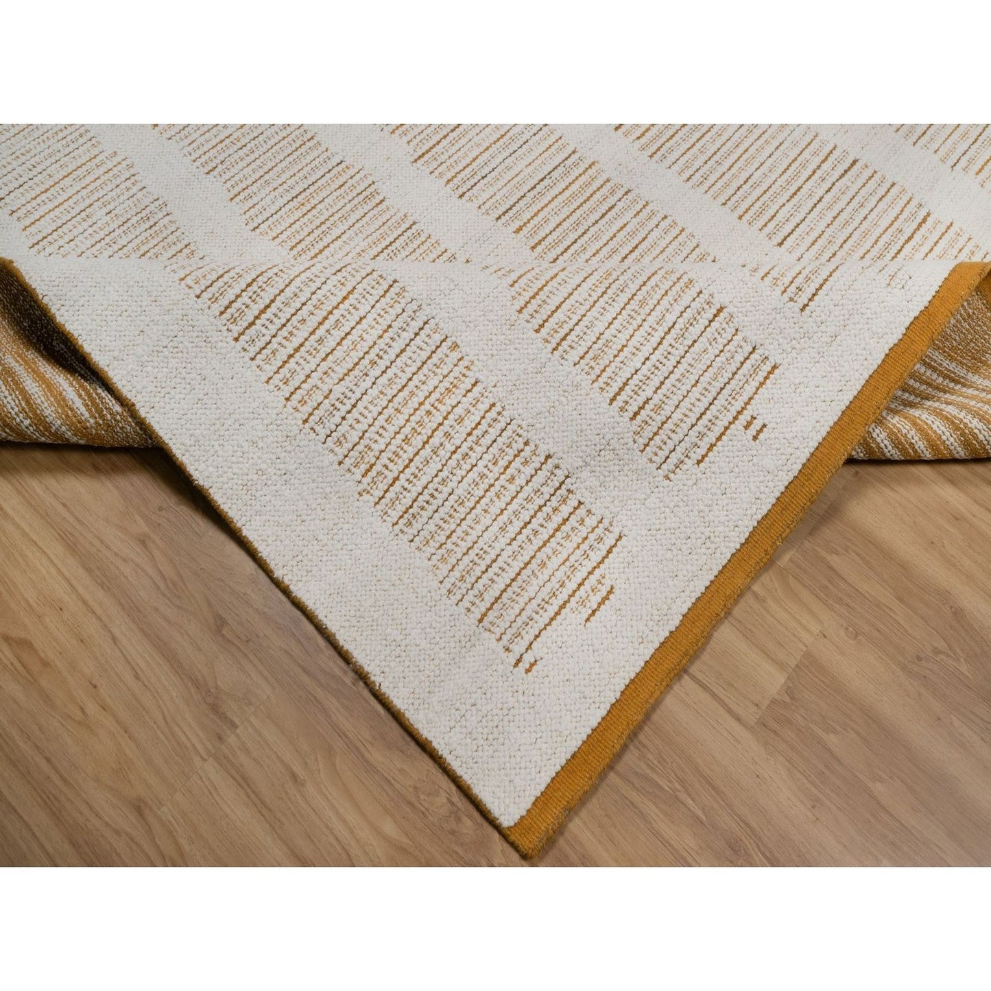 9'X12'1" Ivory Flat Weave With Pile Rug Natural Wool Hand Woven Oriental