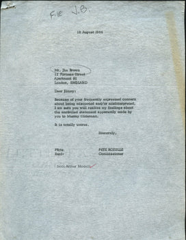 August 18, 1966 Typed Letter From Pete Rozelle To