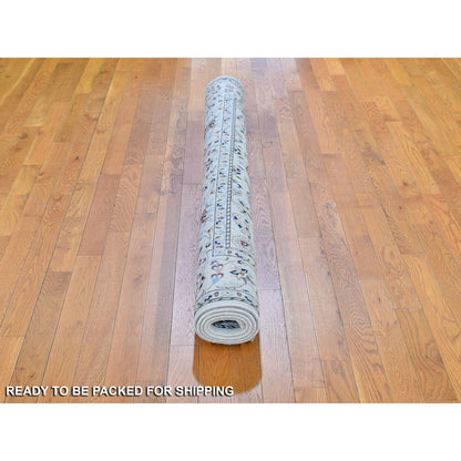 6'1"X6'1" Ivory Wool 250 Kpsi All Over Flower Design Nain Hand Knotted Rug