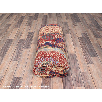 5'9"X9'7" Vermilion Red Hand Knotted Mamluk Design 200 Kpsi Pure Wool Rug