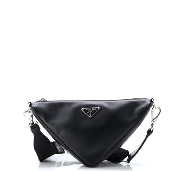 Prada Triangle Logo Zip Crossbody Bag Soft Leather Small