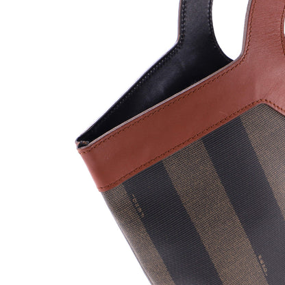 Fendi Vintage Pequin Cut Out Handle Bag Coated Canvas Large