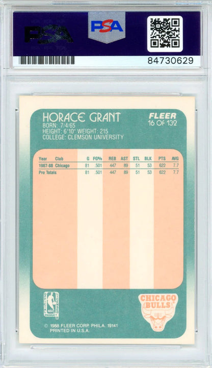 Horace Grant Autographed 1988 Fleer Card #16 (Psa Auto)