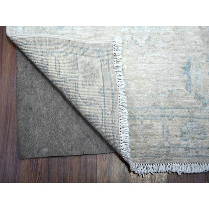 2'5"X23'8" Gray Hand Knotted Pure Wool Stone Wash Peshawar Xl Runner Rug