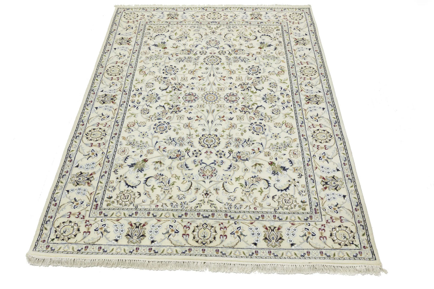 5'5X7'9 Classic Cream Floral Indo-Nain Rug Oriental Living Room Decor Carpet