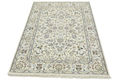 5'5X7'9 Classic Cream Floral Indo-Nain Rug Oriental Living Room Decor Carpet