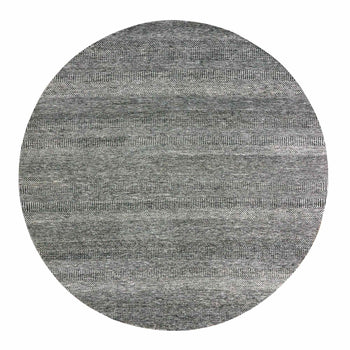 10'X10' Gray Undyed Wool Hand Knotted Grass Design Round Oriental Rug