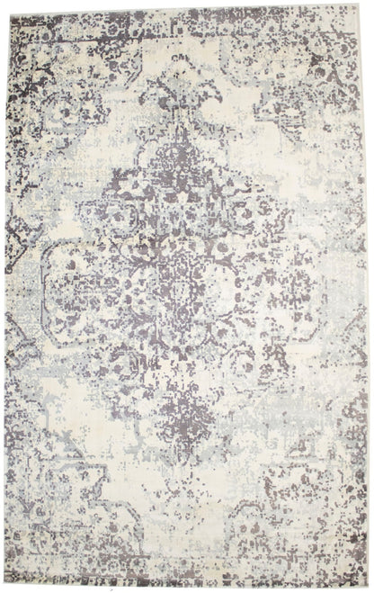 Distressed Brown & Cream Floral 5X8 Muted