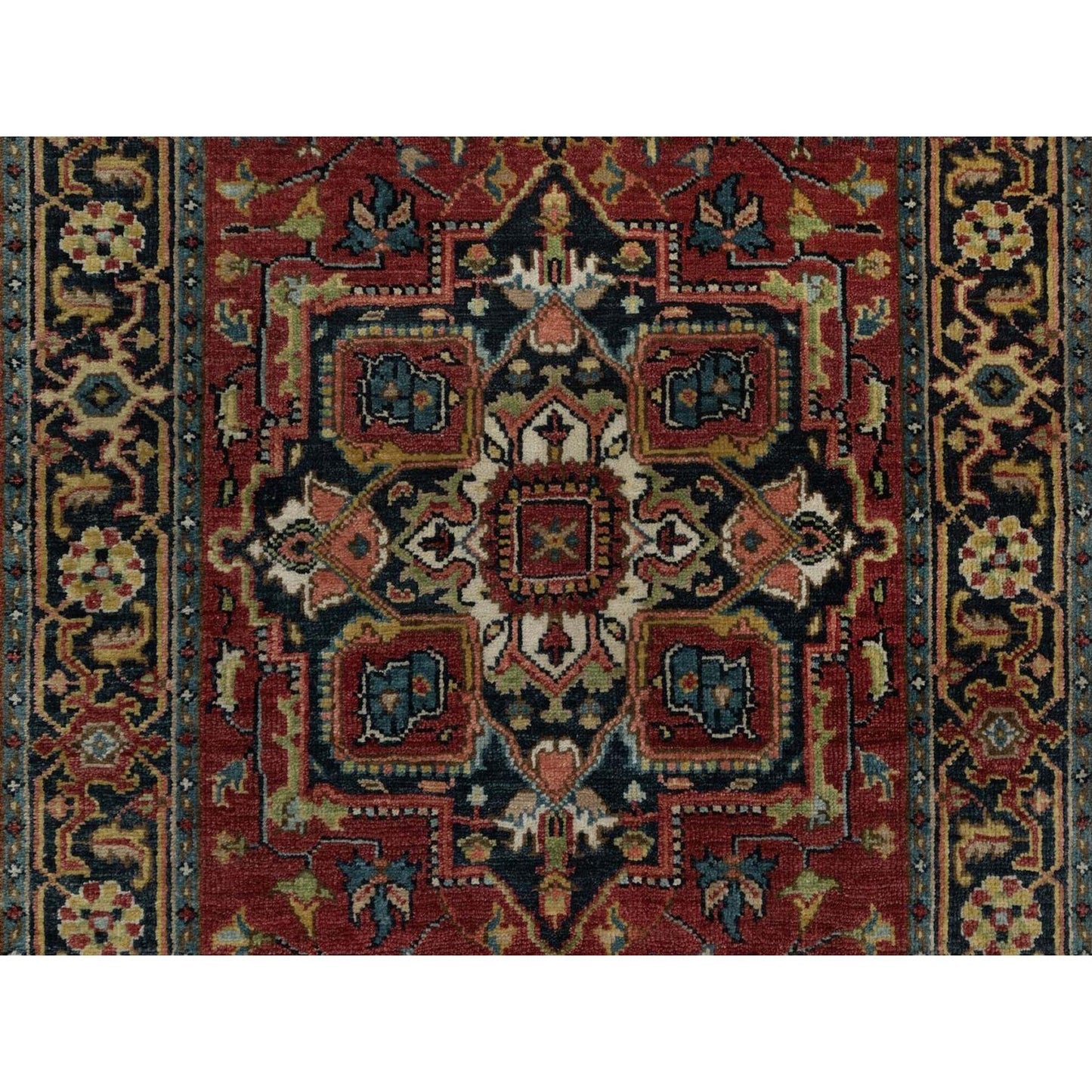 2'8"X10' Ruby Red Hand Knotted Wool Rug Runner Antiqued Fine Heris Revival
