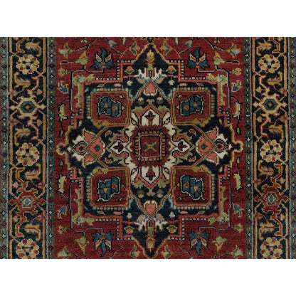 2'8"X10' Ruby Red Hand Knotted Wool Rug Runner Antiqued Fine Heris Revival