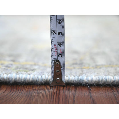 2'6"X20'2" Gray Afghan Peshawar Birds Design Hand Knotted Wool Runner Rug