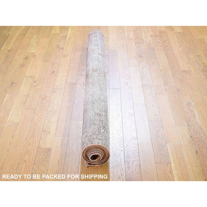 5'X11'2" Gallery Size Overdyed Farsian Meleyir Worn Wool Hand Knotted Rug