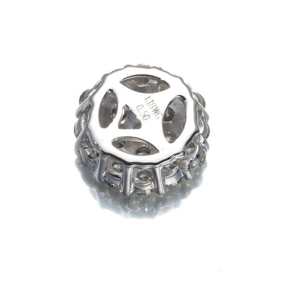 Diamond 0.50Ct Paved Circle Pendant 18K 750 White Gold